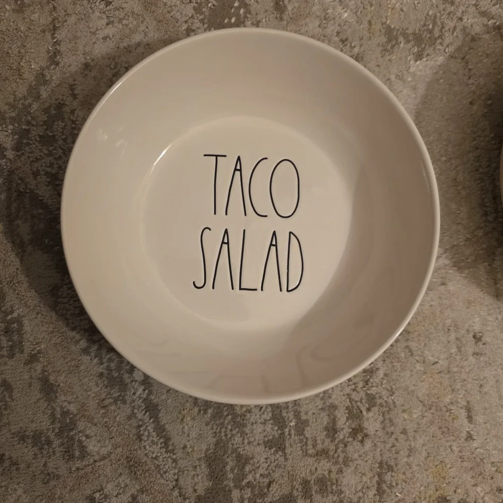 Rae Dunn Taco Salad Burrito Bowl Set of 2 White Ceramic LL Kitchen - Picture 2 of 5